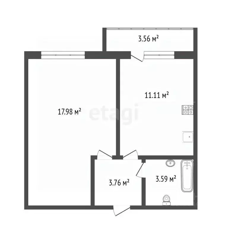 1-к кв. Тюменская область, Тюмень Мелиораторов мкр, ул. Голышева, 10А ... - Фото 2