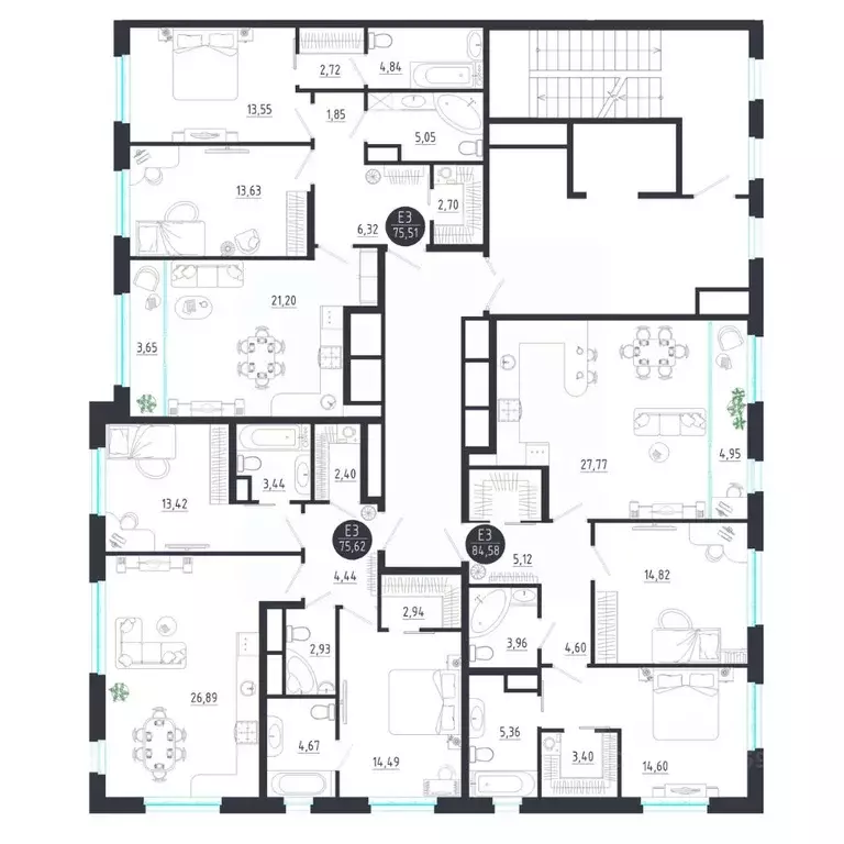 2-к кв. Тульская область, Тула  (75.51 м) - Фото 1
