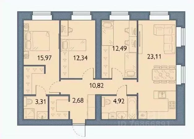 3-к кв. Брянская область, Брянский район, пос. Мичуринский, ... - Фото 1