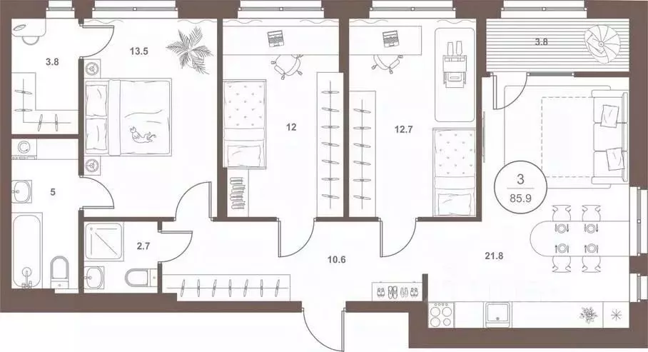 3-к кв. Пензенская область, Пенза Арбеково жилрайон, Дальнее Арбеково ... - Фото 2