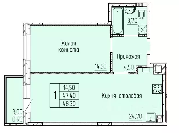 1-к кв. Ростовская область, Батайск ул. Макаровского, 4к2 (48.4 м) - Фото 0