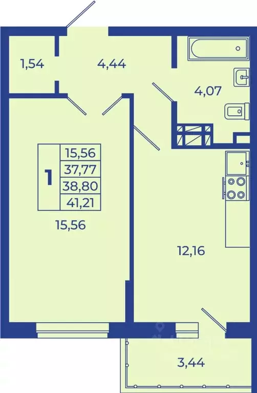1-к кв. Ростовская область, Новочеркасск  (41.21 м) - Фото 1