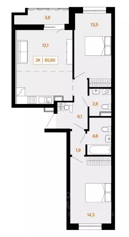 2-к кв. Ханты-Мансийский АО, Ханты-Мансийск Самаровская ул., 2А (66.3 ... - Фото 0