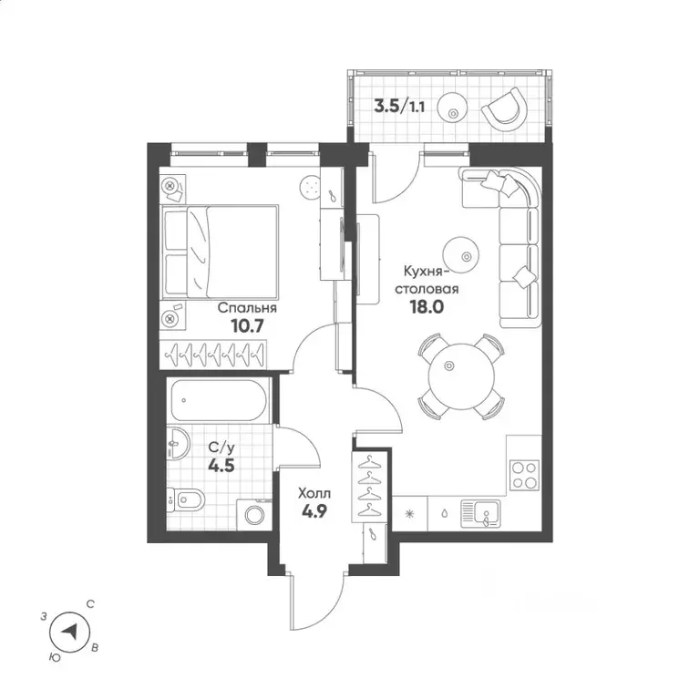 1-к кв. Свердловская область, Екатеринбург Солнечный жилрайон,  (39.2 ... - Фото 0