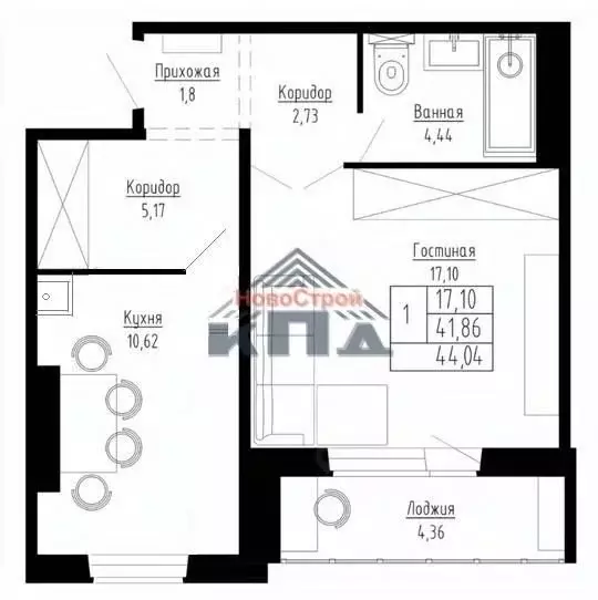 1-к кв. Новосибирская область, Новосибирск ул. Николая Сотникова, 36/1 ... - Фото 1