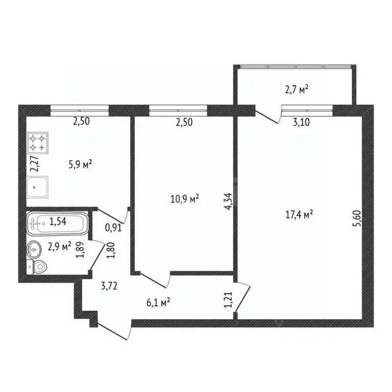 2-к кв. Башкортостан, Уфа Черниковская ул., 25/1 (43.1 м) - Фото 2