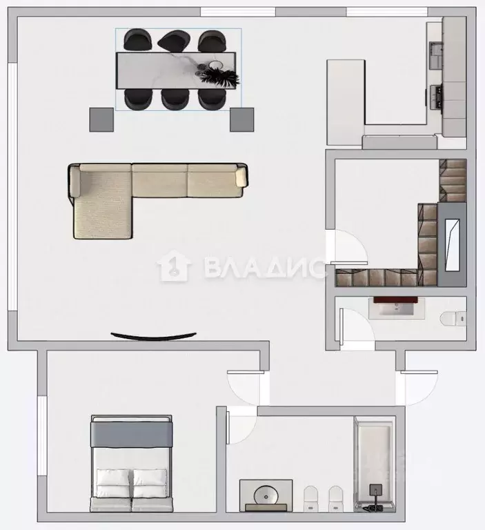 Квартира, 2 комнаты, 120.8 м - Фото 0