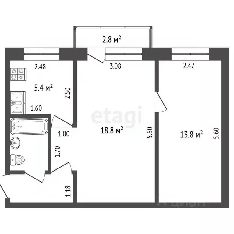 2-к кв. Нижегородская область, Выкса Гоголя мкр, 14 (43.7 м) - Фото 2