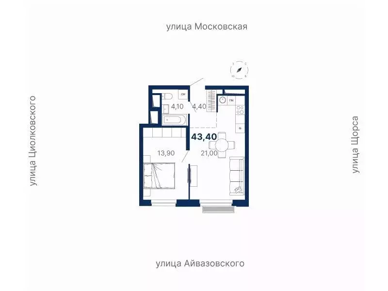1-к кв. Свердловская область, Екатеринбург ул. Московская, 249/2 (43.5 ... - Фото 0