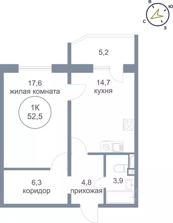 1-к кв. Ханты-Мансийский АО, Сургут тракт Югорский, 52/1 (52.5 м) - Фото 0