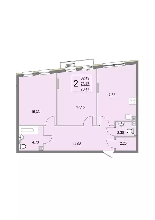 2-комнатная квартира: деревня Крюково, 6 (73.2 м) - Фото 0