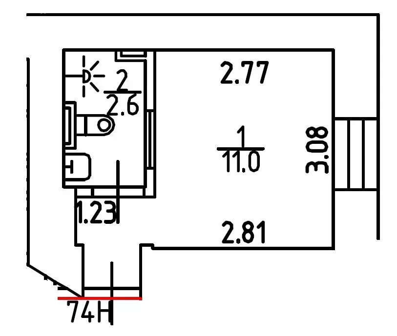 Квартира-студия: Санкт-Петербург, набережная Обводного канала, 169 (13 ... - Фото 1