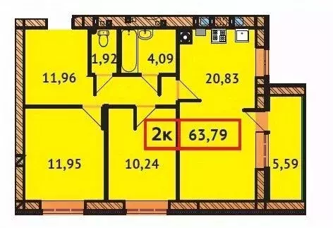 2-к кв. Ивановская область, Иваново Ивановская ул. (63.79 м) - Фото 0