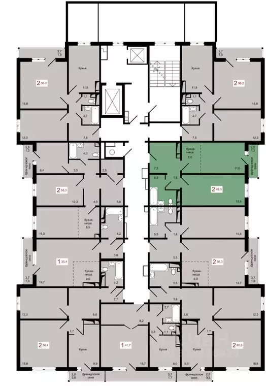 2-к кв. Красноярский край, Красноярск Прибойная ул., 37с12 (49.3 м) - Фото 1