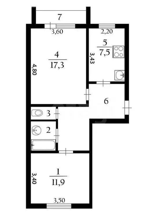 2-комнатная квартира: Белгород, Курская улица, 10 (53.3 м) - Фото 0