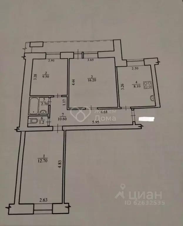 3-к кв. Волгоградская область, Волгоград Турбинная ул., 188 (61.0 м) - Фото 2