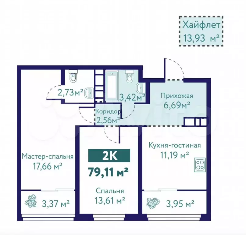 2-к. квартира, 79,1 м, 10/10 эт. - Фото 1