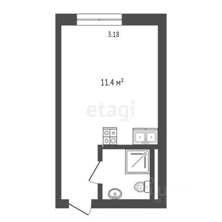 Студия Москва Клинская ул., 4К2 (16.9 м) - Фото 1