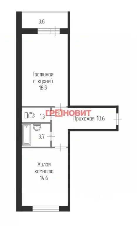 2-к кв. Новосибирская область, Новосибирск Спортивная ул., 43 (49.1 м) - Фото 1