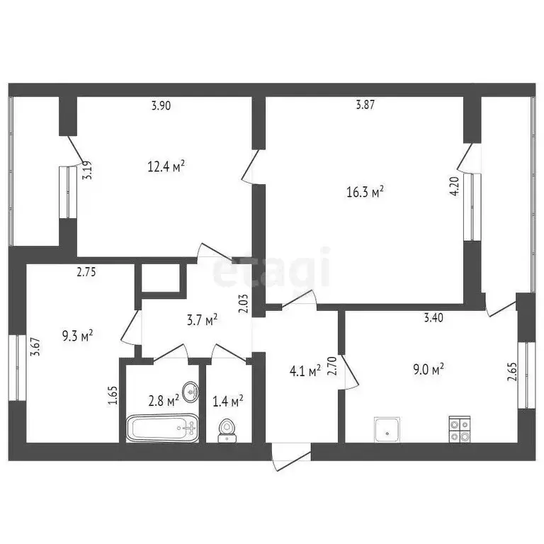 3-комнатная квартира: Таганрог, улица Чехова, 361-1 (62.3 м) - Фото 1