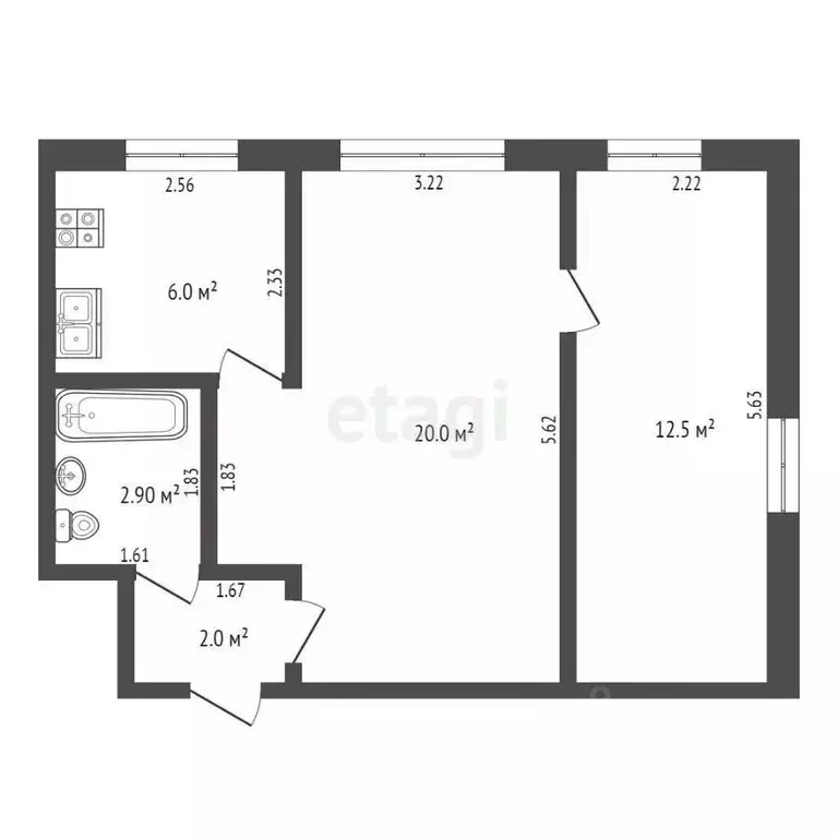 2-к кв. Псковская область, Печоры Заводская ул., 3б (43.8 м) - Фото 2