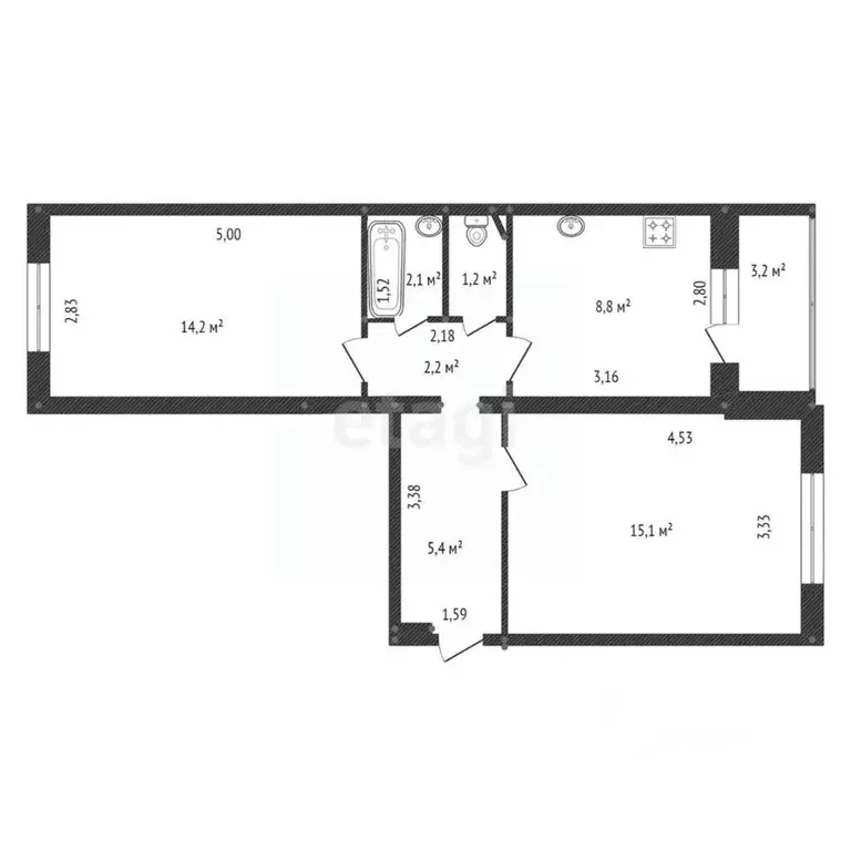 2-к кв. Башкортостан, Уфа ул. Левитана, 38/2 (49.0 м) - Фото 1