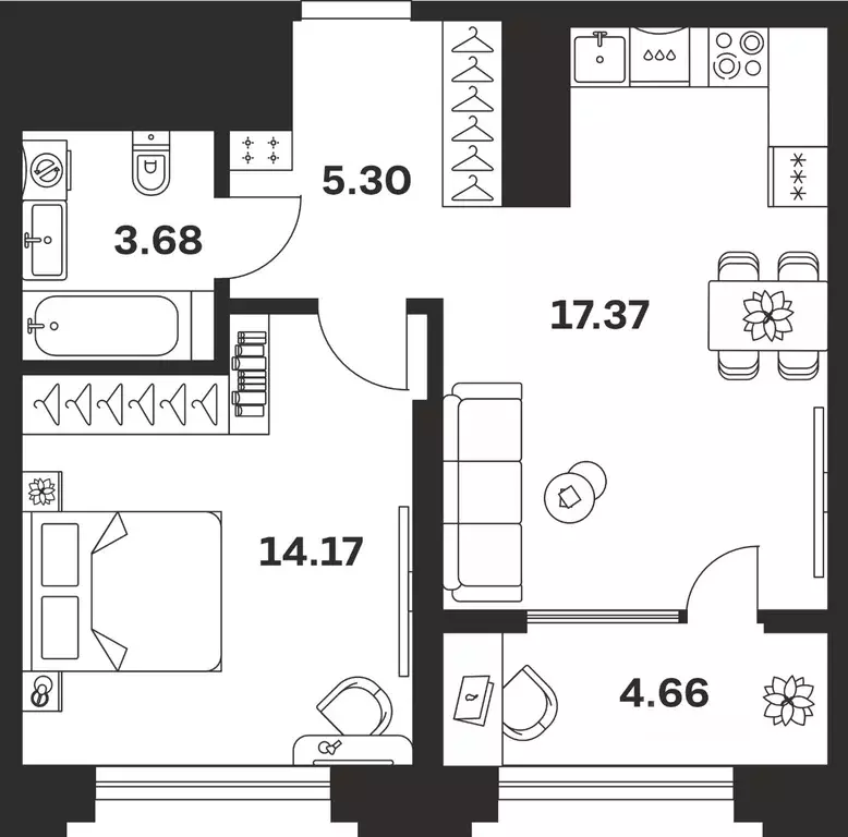 1-к кв. Тульская область, Тула ул. Болотникова, 4 (45.18 м) - Фото 1