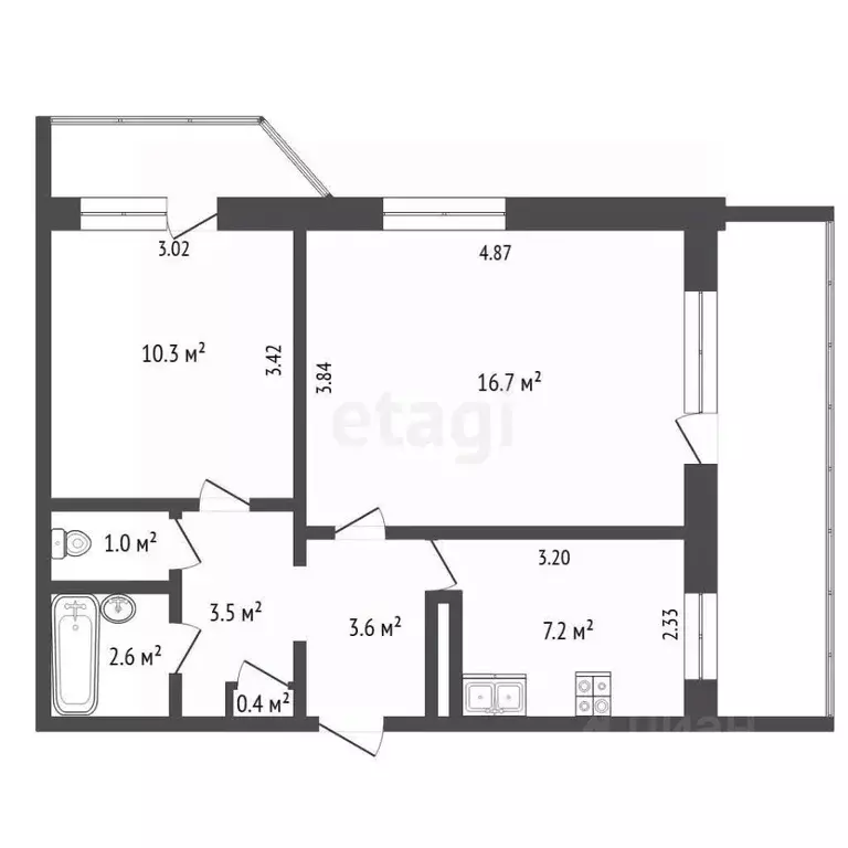 2-к кв. Севастополь ул. Меньшикова, 88 (47.3 м) - Фото 2
