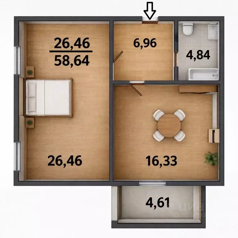1-к кв. Москва д. Горчаково, ул. Школьная, 7к2 (58.0 м) - Фото 2
