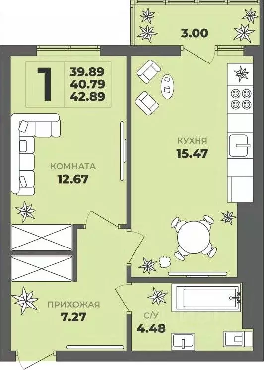 1-к кв. Калининградская область, Калининград ул. Генерала Толстикова, ... - Фото 1