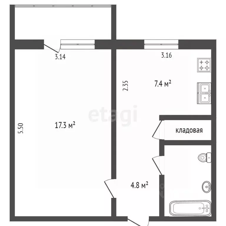 1-к кв. Ямало-Ненецкий АО, Ноябрьск ул. Космонавтов, 35 (31.8 м) - Фото 2