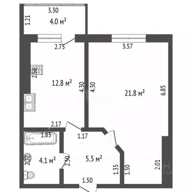 1-к кв. Башкортостан, Стерлитамак просп. Октября, 85 (43.8 м) - Фото 1