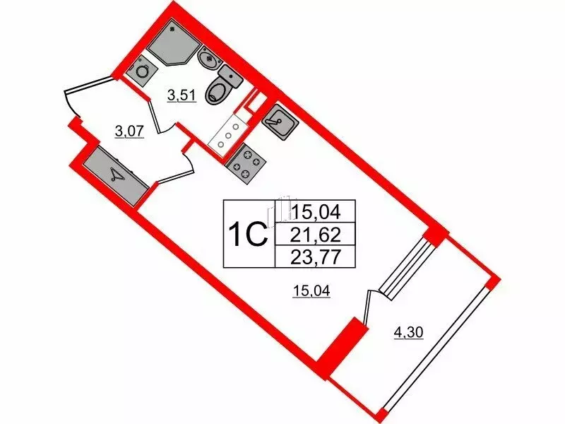 Квартира-студия: Санкт-Петербург, Октябрьская набережная (21.62 м) - Фото 0