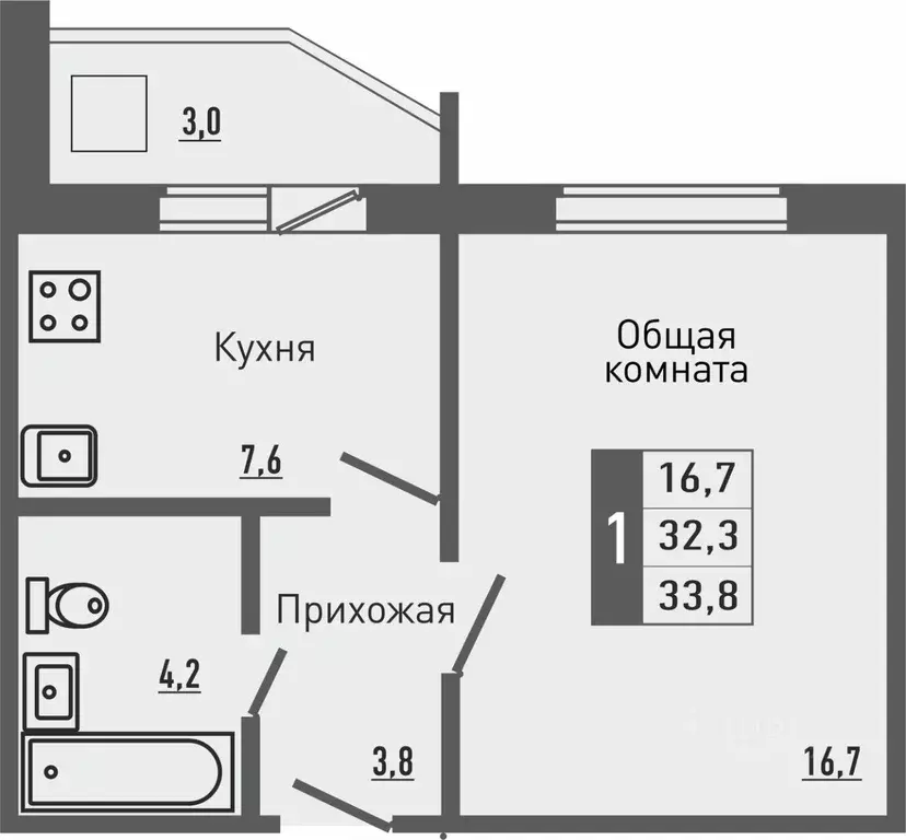 1-к кв. Орловская область, Орловский район, д. Жилина ул. Садовая, 2к2 ... - Фото 0