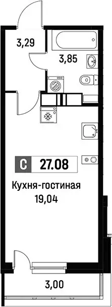Продаётся квартира-студия, 27.08 м - Фото 1