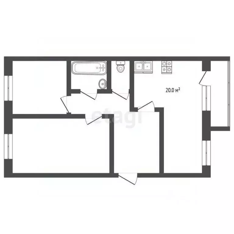 3-к кв. Тамбовская область, Тамбов ул. Подвойского, 11 (61.7 м) - Фото 2