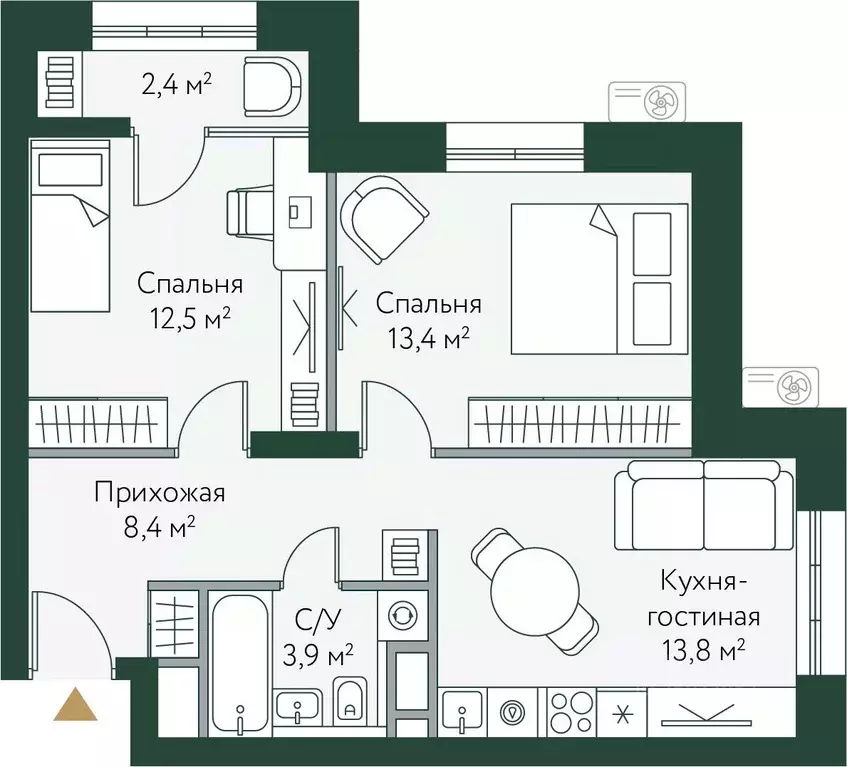 2-к кв. Волгоградская область, Волгоград Новосибирская ул., 74с1 (54.4 ... - Фото 0