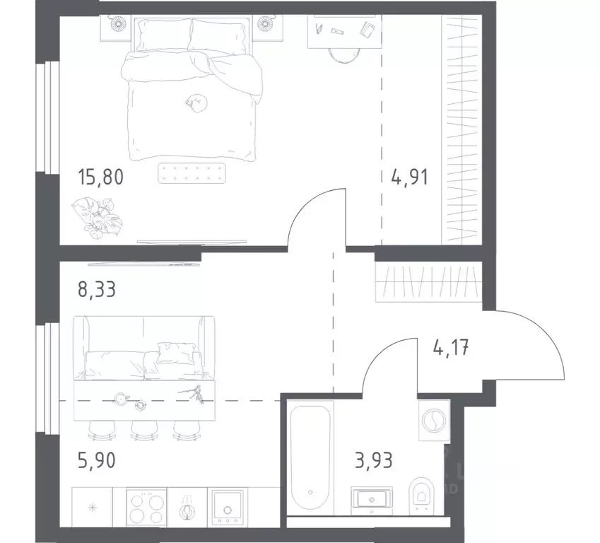 1-к кв. Башкортостан, Уфа ул. Минигали Губайдуллина, 8к9 (43.04 м) - Фото 1