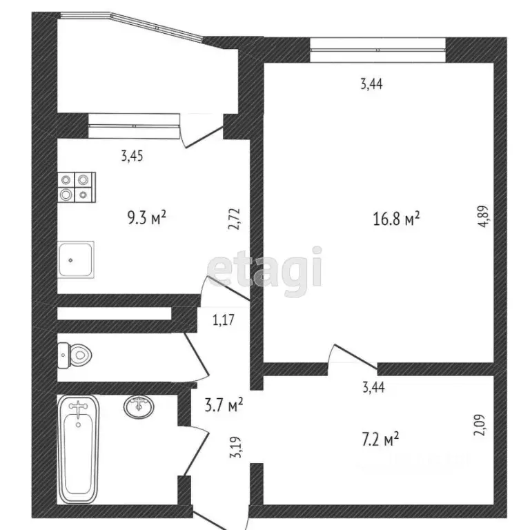 1-к кв. Тюменская область, Тюмень Широтная ул., 170к2 (42.9 м) - Фото 1