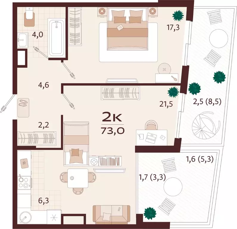 2-к кв. Крым, Ялта ул. Спендиарова, 5 (73.0 м) - Фото 1