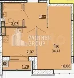1-к. квартира, 34,5 м, 3/6 эт. - Фото 0
