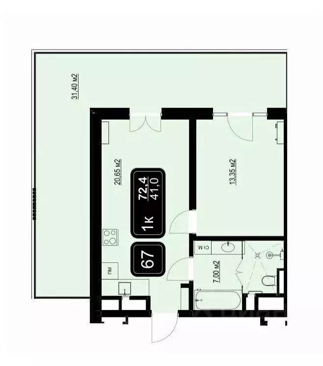 1-к кв. Краснодарский край, Анапа Пионерский просп. (72.4 м) - Фото 1