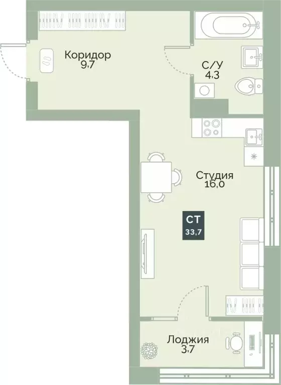 Студия Курганская область, Курган Заозерный жилрайон, Районы-Кварталы ... - Фото 1