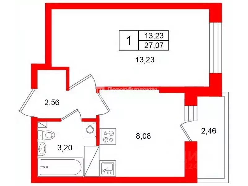 1-к кв. Ленинградская область, Мурино Всеволожский район, бул. ... - Фото 2
