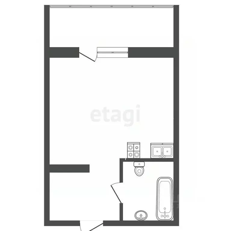 Студия Тюменская область, Тюмень Тарманы мкр, ул. Маршака, 7 (23.9 м) - Фото 2