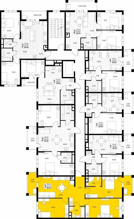 3-комнатная квартира: село Сукко, жилой комплекс Кипарис (86.2 м) - Фото 2