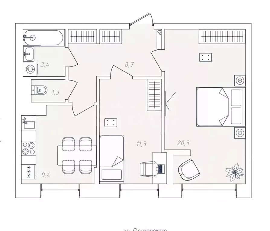 2-к кв. Пермский край, Пермь пос. Новые Ляды, Трактовая ул., 25 (54.4 ... - Фото 2
