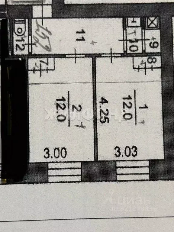 2-к кв. Томская область, Томск Учебная ул., 15 (34.9 м) - Фото 1