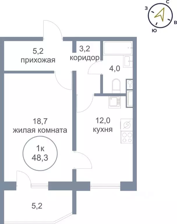 1-к кв. Ханты-Мансийский АО, Нефтеюганск 17-й мкр, 9 (48.3 м) - Фото 0