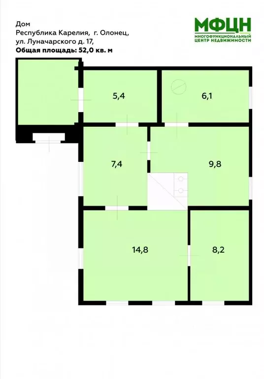 Дом в Карелия, Олонец ул. Луначарского, 17 (52 м) - Фото 1